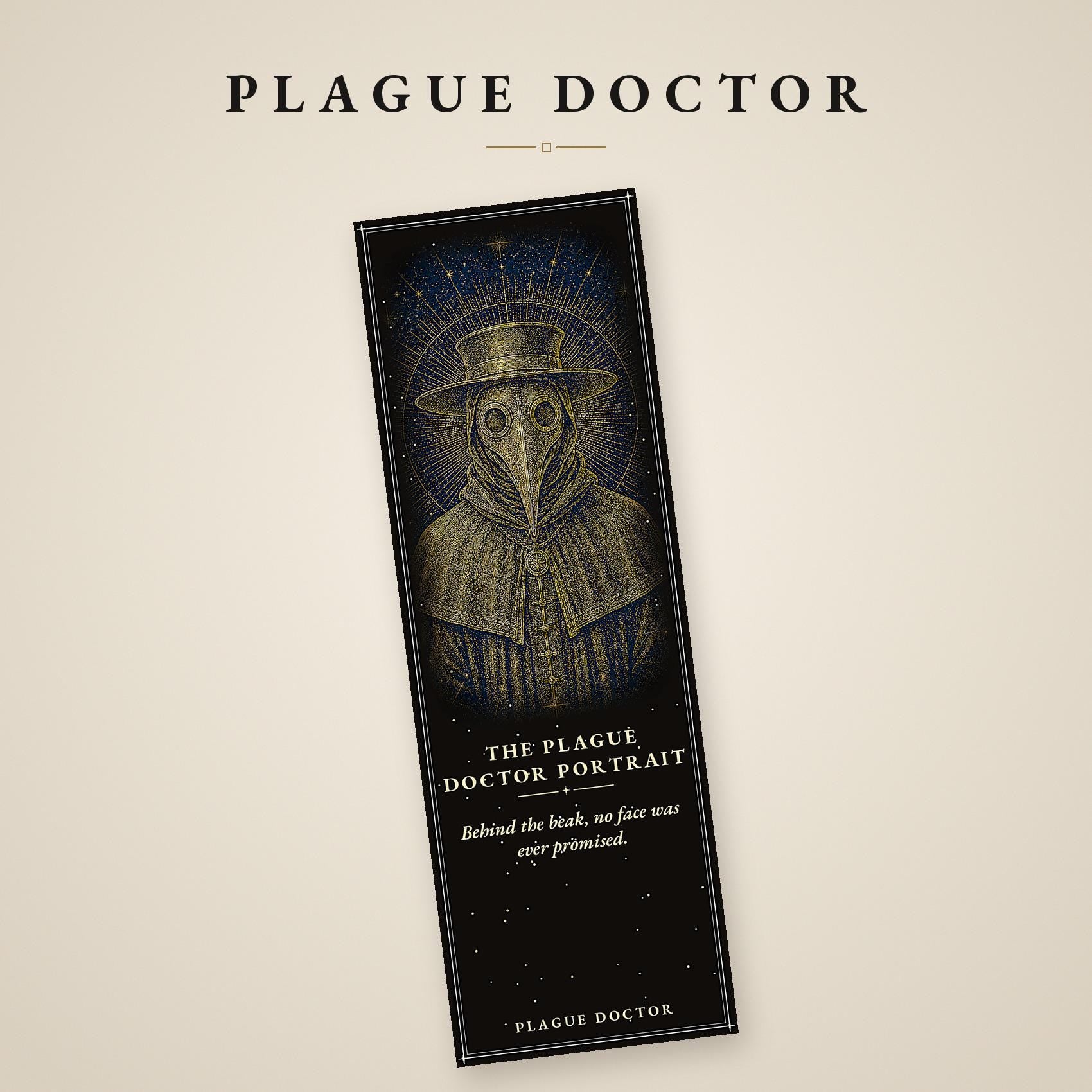 Plague Doctor Printable Bookmarks, Dark Academia Gothic | Gold On Black | Occult Reader Gift | Digital Download