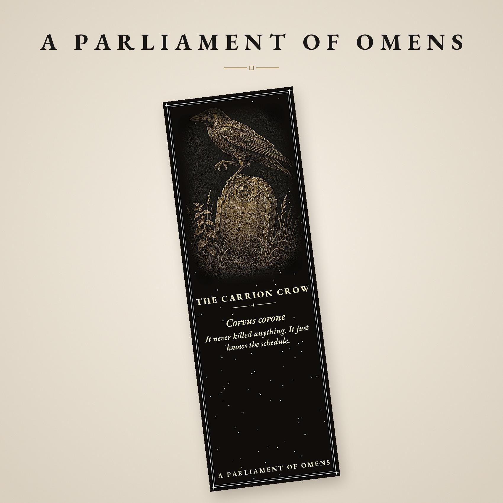 A Parliament of Omens Bookmark, Dark Academia Raven | Gold Detail | Magnetic Page Marker, Witchy Book Lover