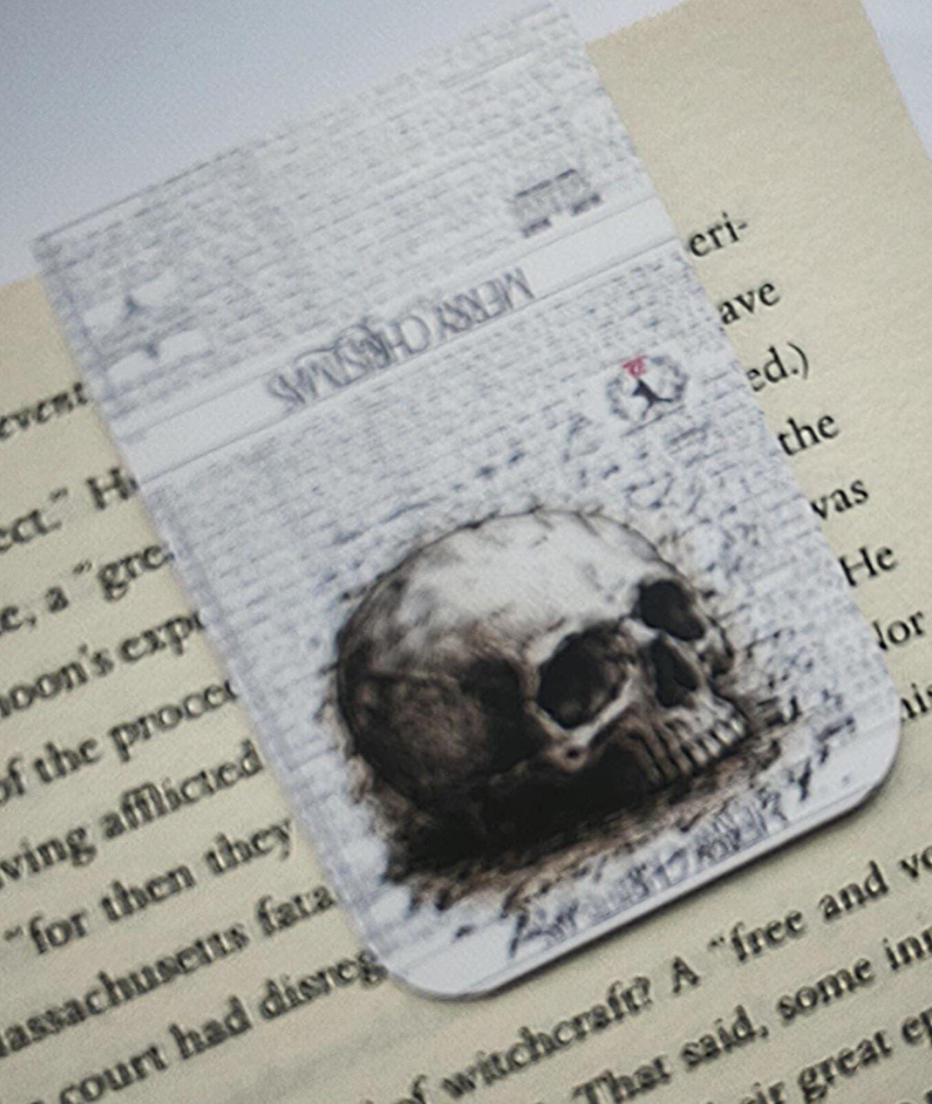 Memento Mori Skull Magnetic Page Marker | Dark Academia Gothic | Vintage Witchy Design | Sepia Skull Art | Reader Gift
