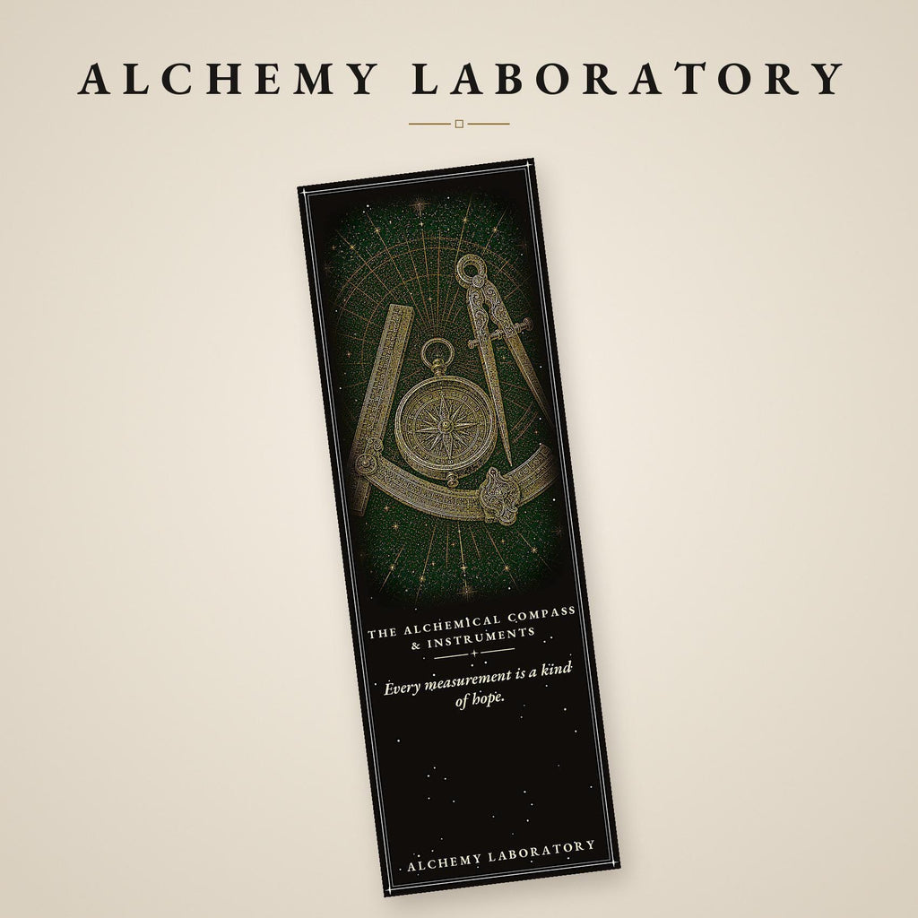 Alchemy Laboratory Bookmark, Dark Academia Gold Line Art | Page Marker | Hand-Finished Black Stock
