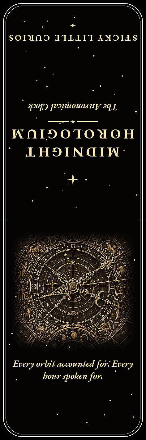 The Midnight Horologium Bookmark, Memento Mori Dark Academia | Gold On Black | Magnetic & Standard Page Marker