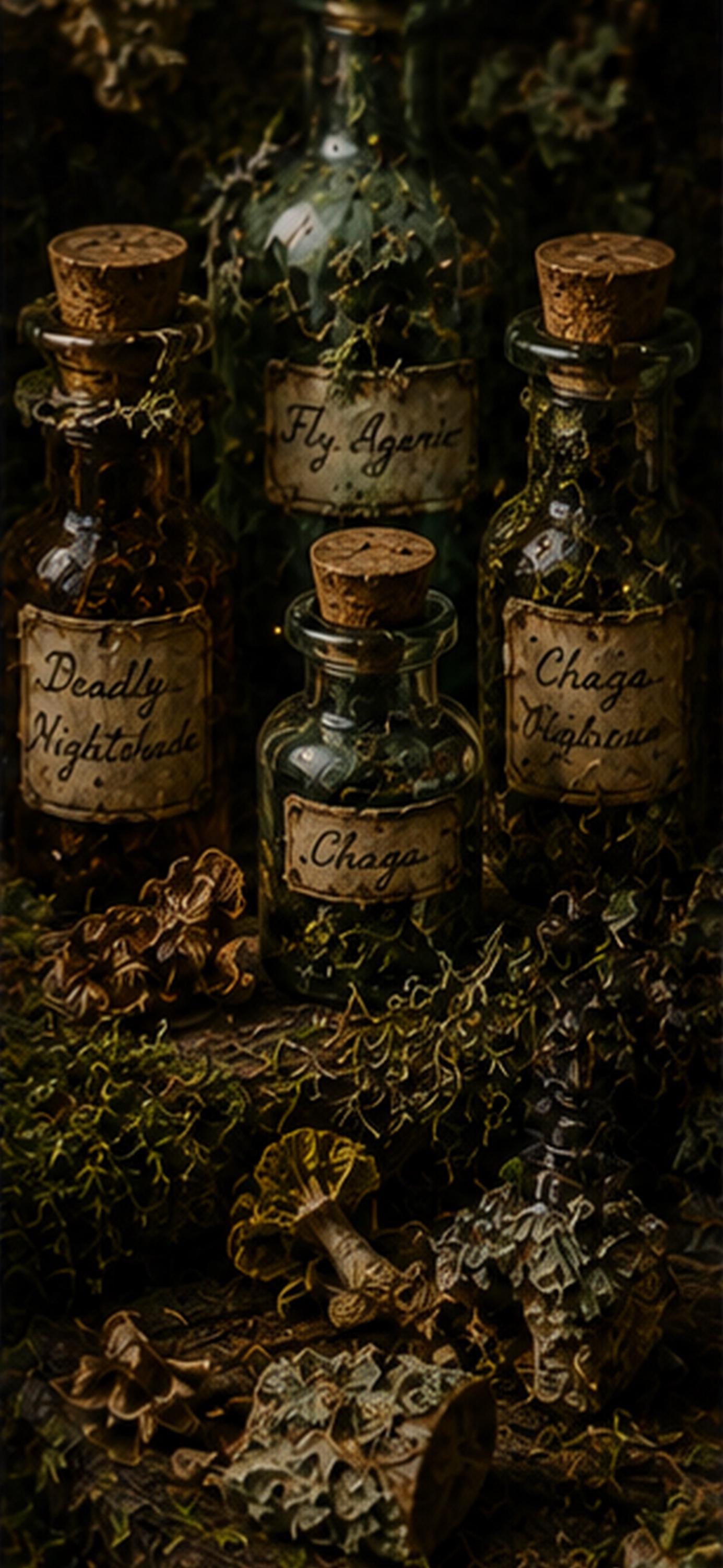Apothecary & Alchemy Phone Wallpaper | Goblincore Woodland Mushroom Lock Screen, Forest Witch Digital Download Bundle