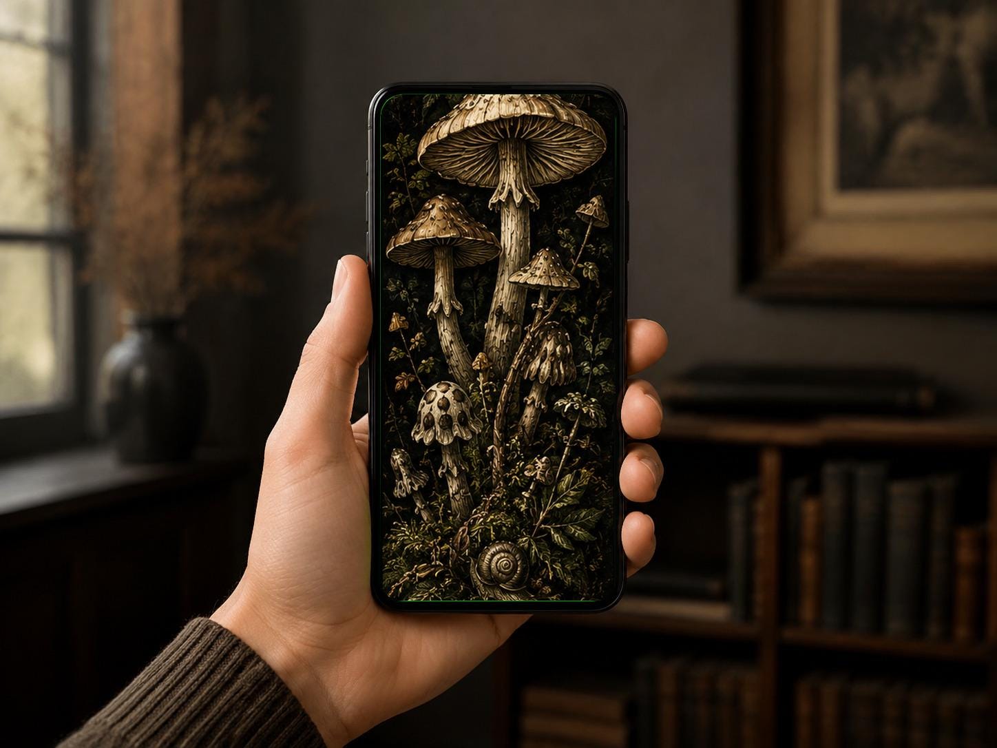 Goblincore Phone Wallpaper Bundle | The Curious Naturalist | Cottagecore Woodland Lock Screen | Mushroom Fern Snail