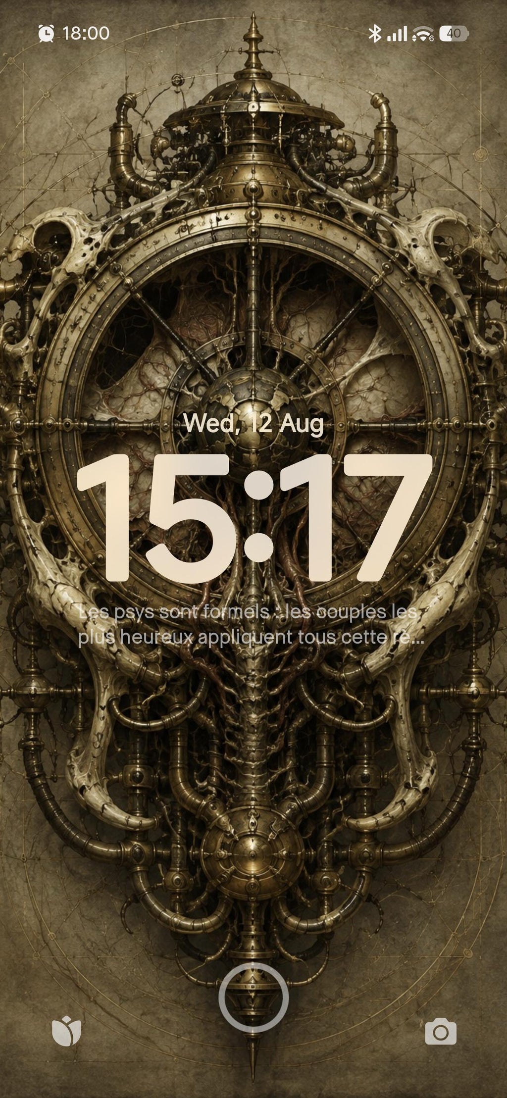 Clock Mechanism: Biomechanical Dark Academia | Surreal Brass Anatomy | Gothic Lock Screen Wallpaper