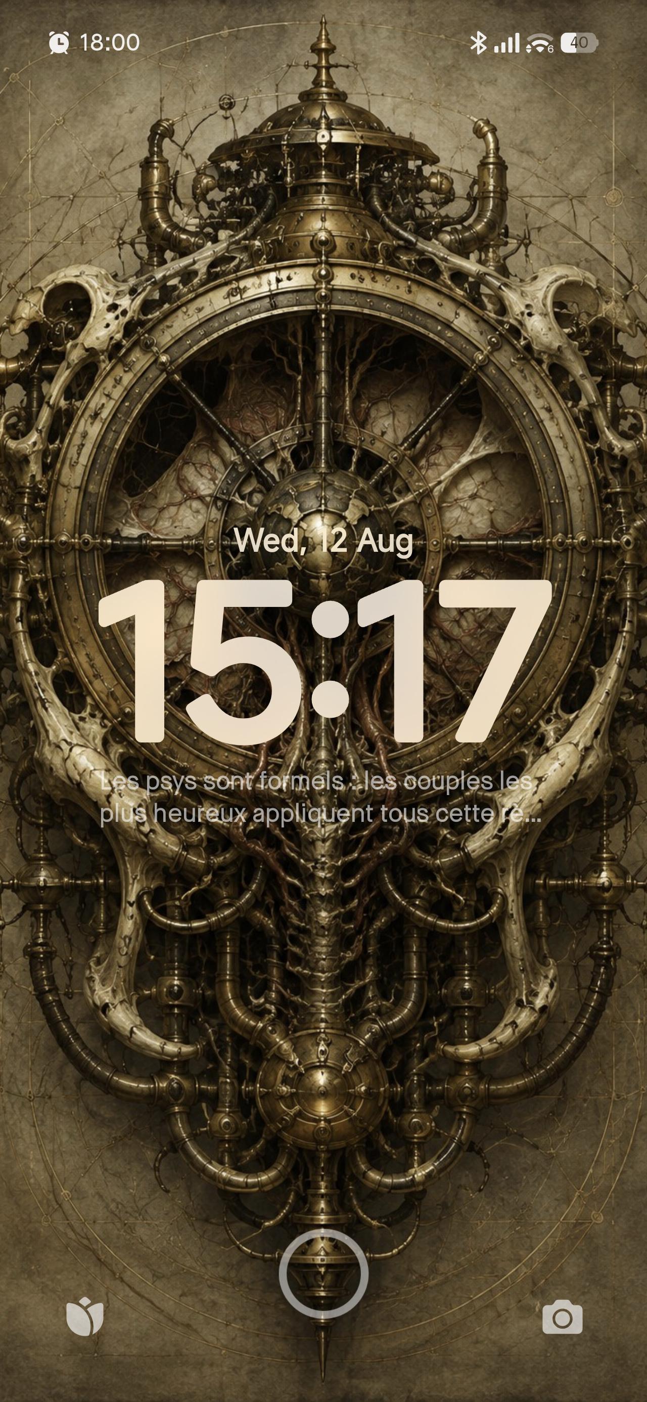 Clock Mechanism: Biomechanical Dark Academia | Surreal Brass Anatomy | Gothic Lock Screen Wallpaper