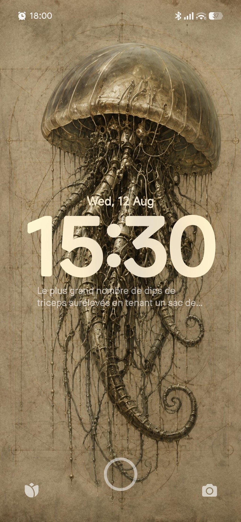 Jellyfish, Biomechanical Specimen | Dark Academia Lock Screen | Gothic Sci-Fi Wallpaper | Anatomy Art Download