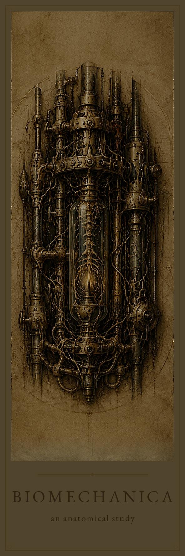 Curiosities Biomechanical Bookmark, Dark Academia Gothic | Anatomical Art Page Marker | Standard or Magnetic