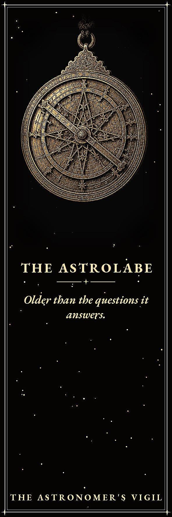 The Astronomer's Vigil Bookmark, Gold Celestial Illustration | Dark Academia | Magnetic Page Marker | Astronomy Gift