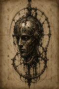 Cyborg Halo, Biomechanical Anatomy | Dark Academia Surreal | Phone Wallpaper Lock Screen | Gothic Sci-Fi Digital Download