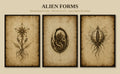 Alien Forms, Biomechanical Codex Wall Art | Dark Academia Gothic Print Set | Sepia Digital Download
