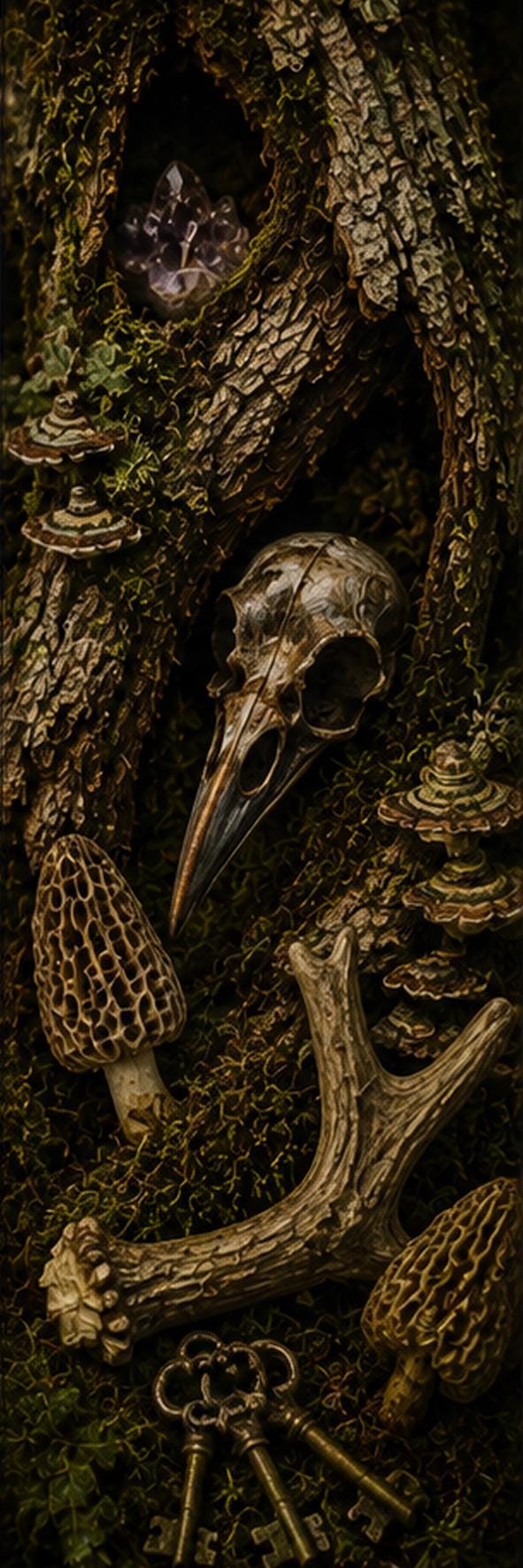 Goblincore Bookmarks Printable Set | Cabinet of Curiosities, Bones, Mushrooms (Digital Download)
