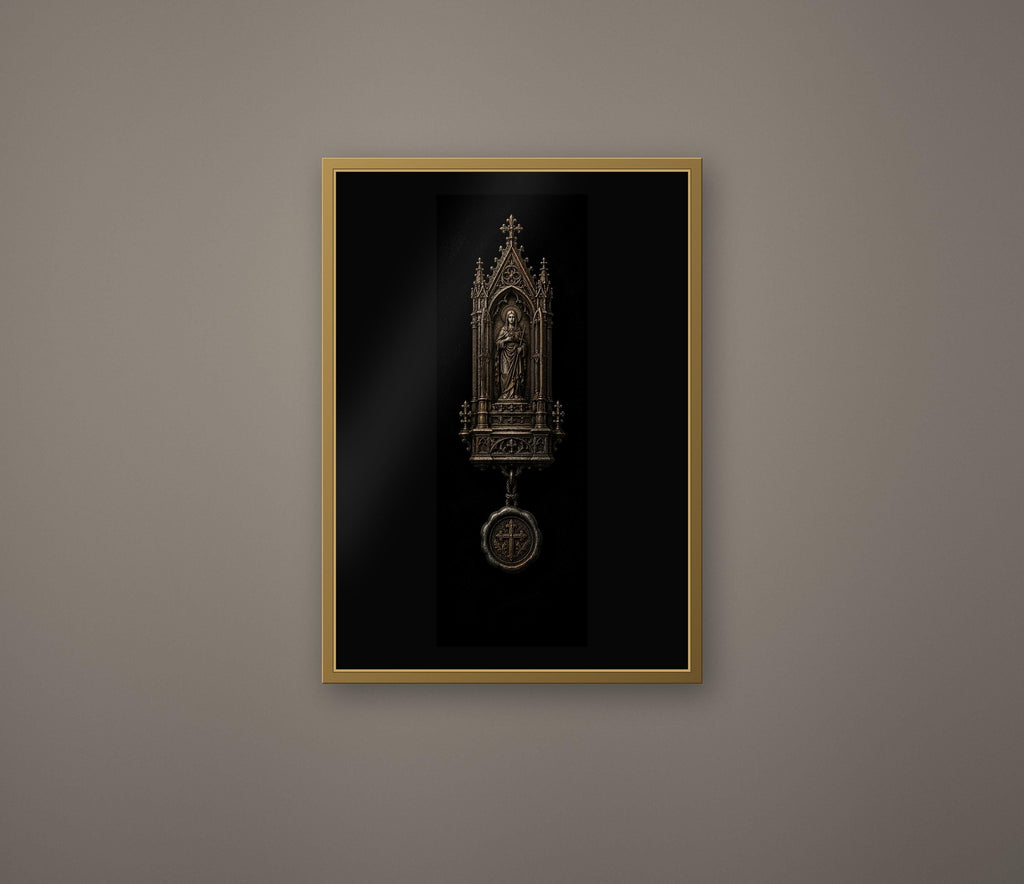 Relics Of Saints Wall Art Collection | Dark Academia Gothic Prints, Black & Gold Illustrations, Digital Download