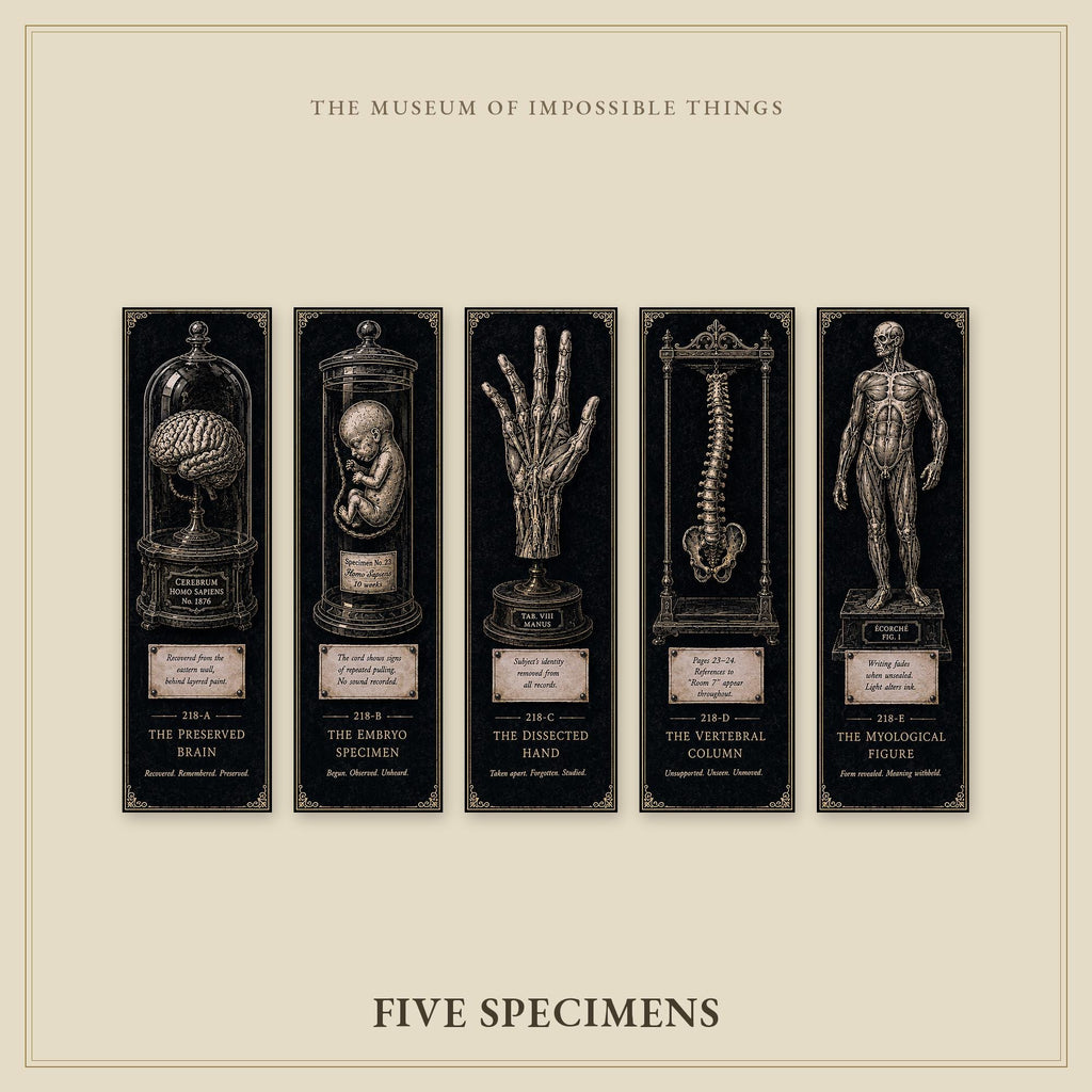 Anatomical Specimens Bookmark | Dark Academia Set of 5 | Standard or Magnetic | Gothic Cabinet of Curiosities