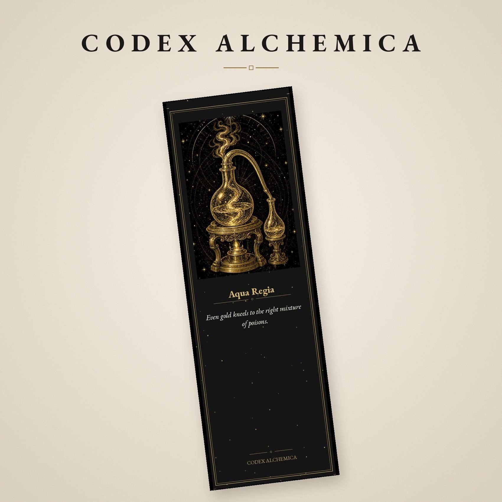 Codex Alchemica Bookmark | Dark Academia Occult Alchemy, Gold Linework | Magnetic Page Marker, Alchemist Workbench