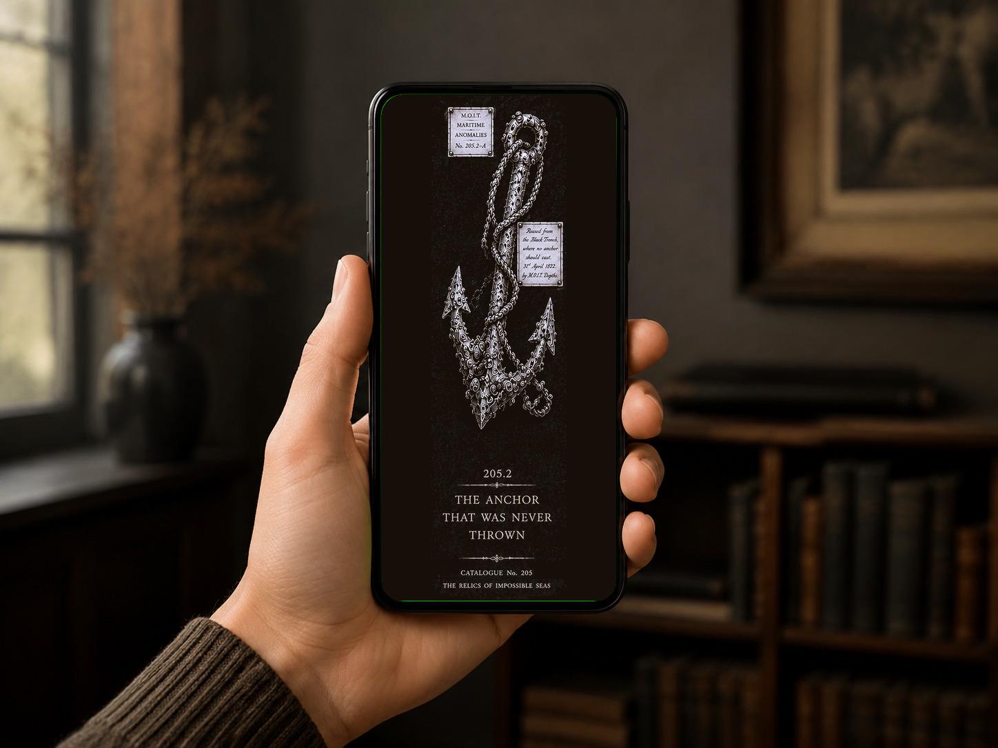 Relics of Impossible Seas Phone Wallpaper | Dark Academia Lock Screen, Occult Sea Designs, Gothic Bundle