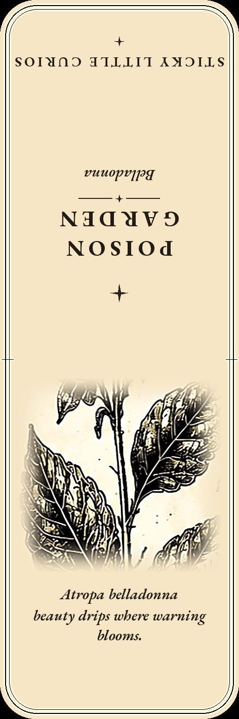 Poison Garden Bookmark | Dark Academia Botanical Bookmark | Standard or Magnetic Page Marker