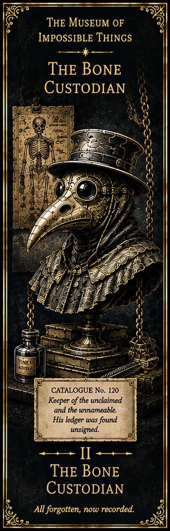 The Forgotten Exhibits Printable Bookmarks | Dark Academia Cabinet of Curiosities, Gothic Antique Gold, Book Lover Gift Set