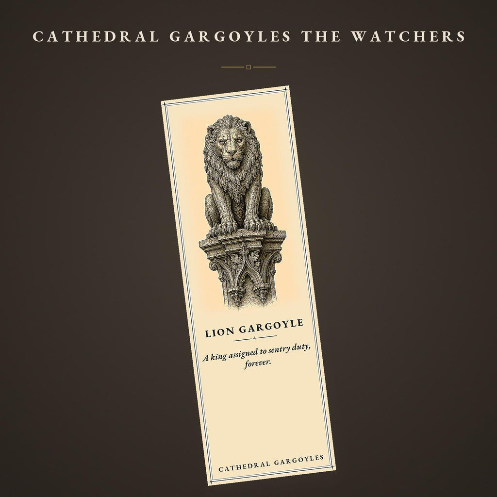 Cathedral Gargoyles The Watchers Printable Bookmarks | Dark Academia Gothic | Fantasy Reader Gift | Aged Parchment Style | Digital Download