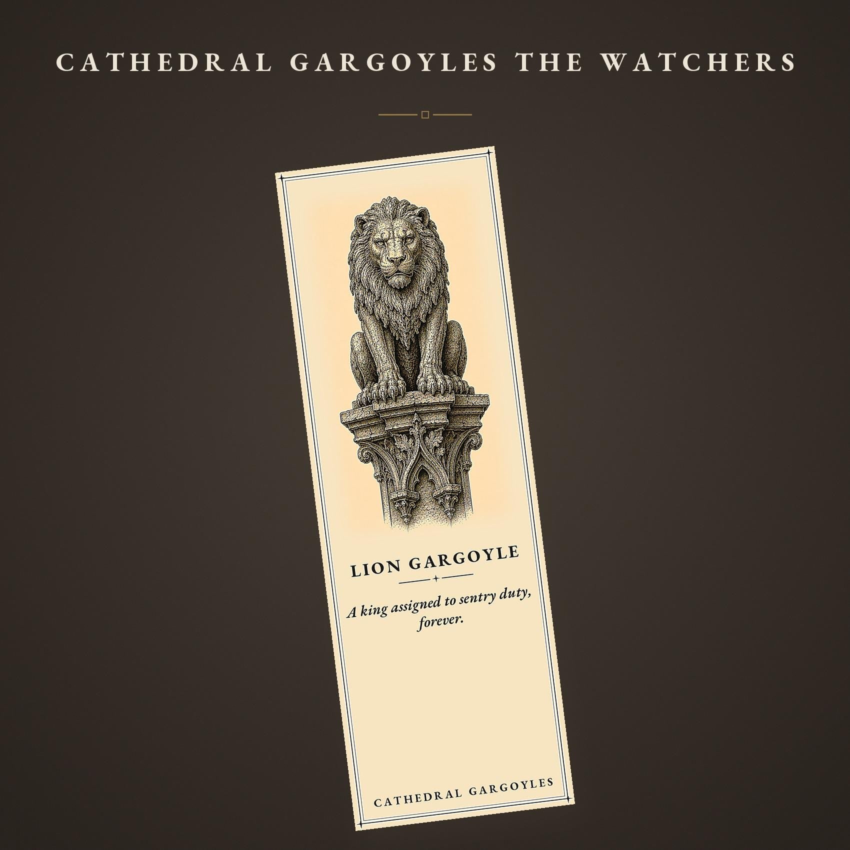 Cathedral Gargoyles The Watchers Printable Bookmarks | Dark Academia Gothic | Fantasy Reader Gift | Aged Parchment Style | Digital Download