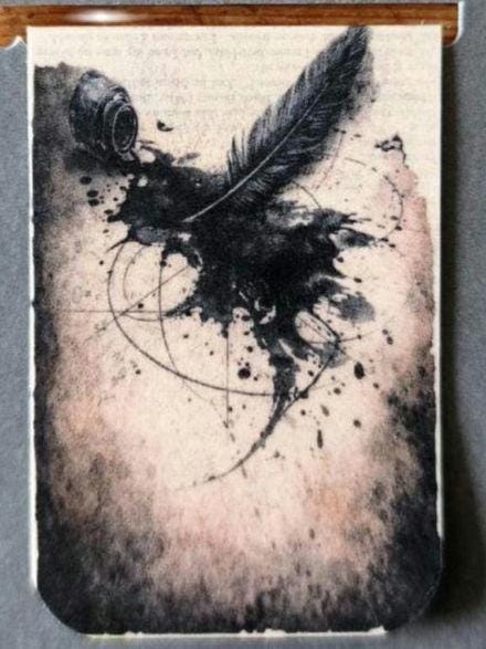 Ink Feather Magnetic Bookmark, Dark Academia Gothic | Expressive Black Ink Illustration | Double-Sided Page Marker | Literary Gift