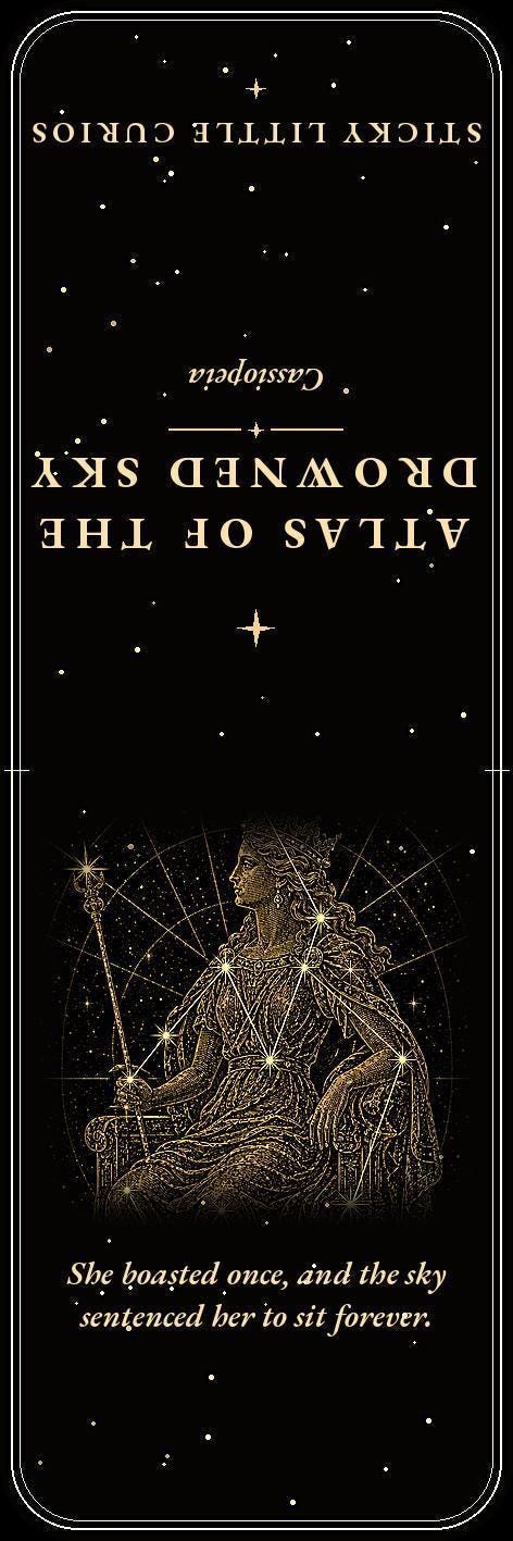 Atlas of the Drowned Sky Bookmark, Dark Academia | Gold Constellation Art | Celestial Page Marker, Handmade