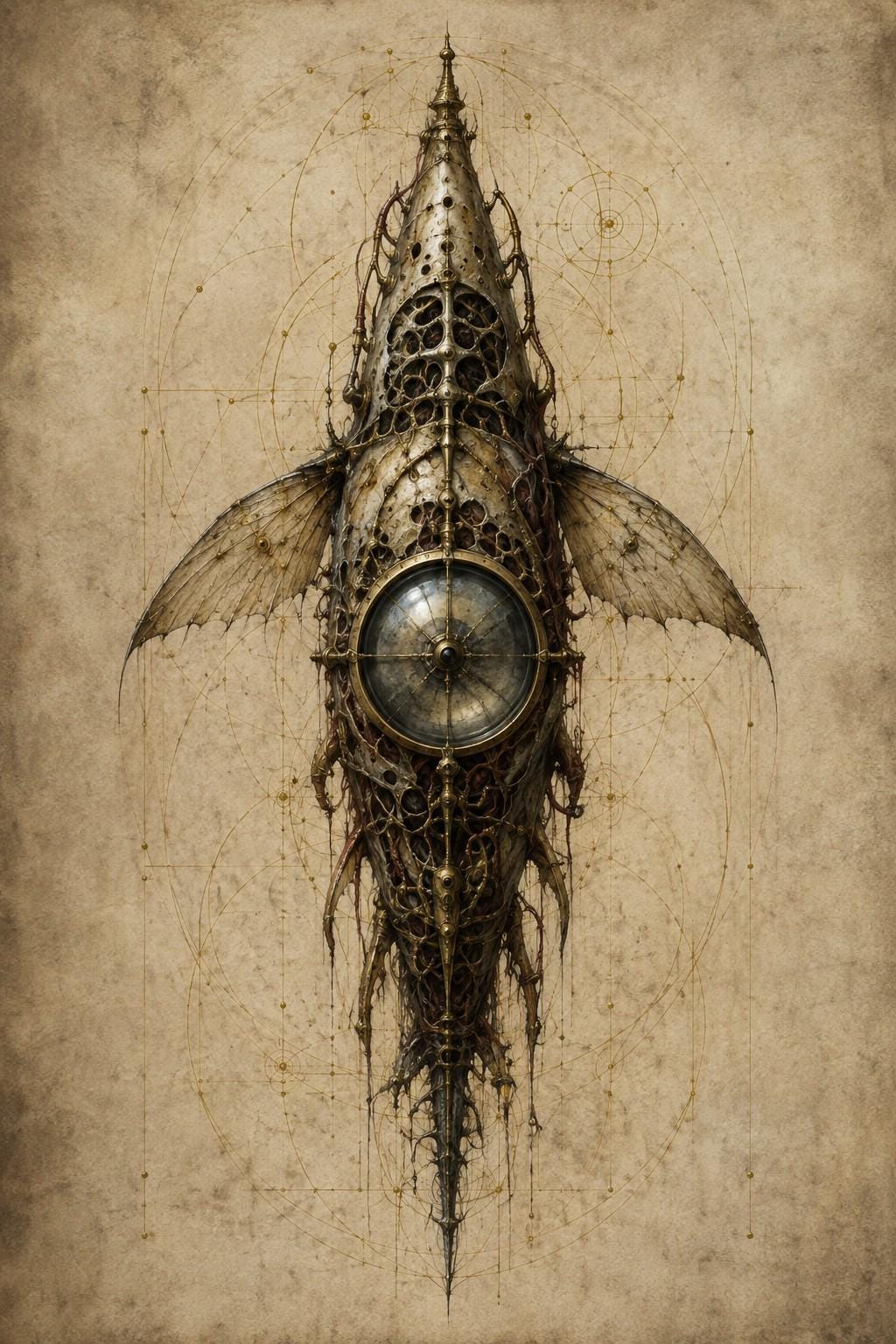 Creatures of the Deep: Biomechanical Lock Screen | Dark Academia | Anatomical Study | Digital Download