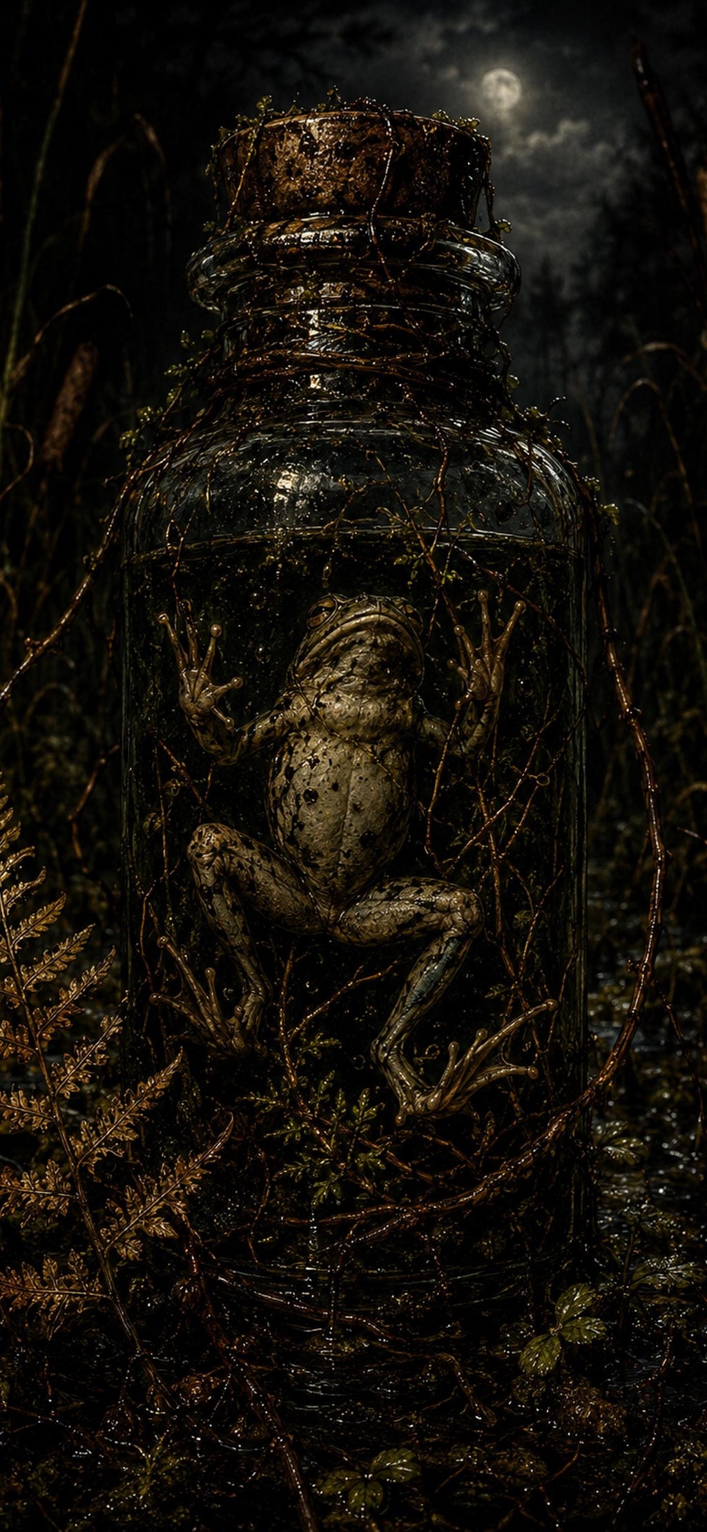 Things Beneath The Roots - Dark Goblincore Frog Wallpaper | Moody Lock Screen | Gothic Fantasy | Phone Bundle