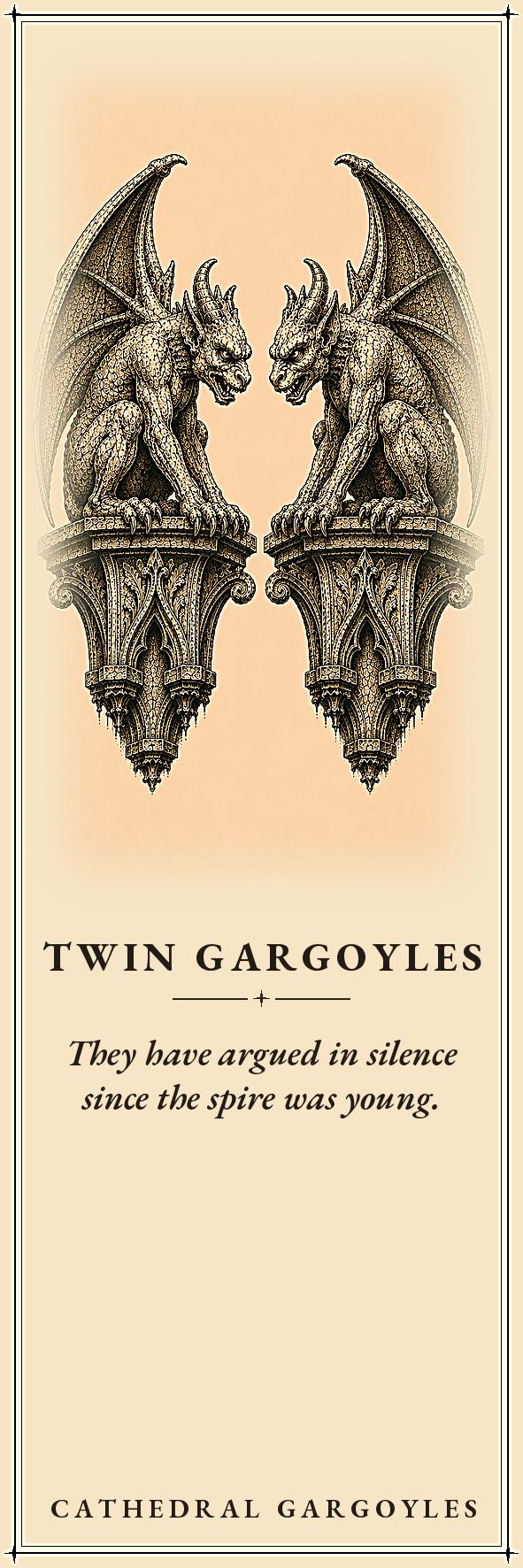 Cathedral Sentinels Printable Bookmarks | Dark Academia Art, Gargoyle Designs | Occult Stationery, Reader Gift