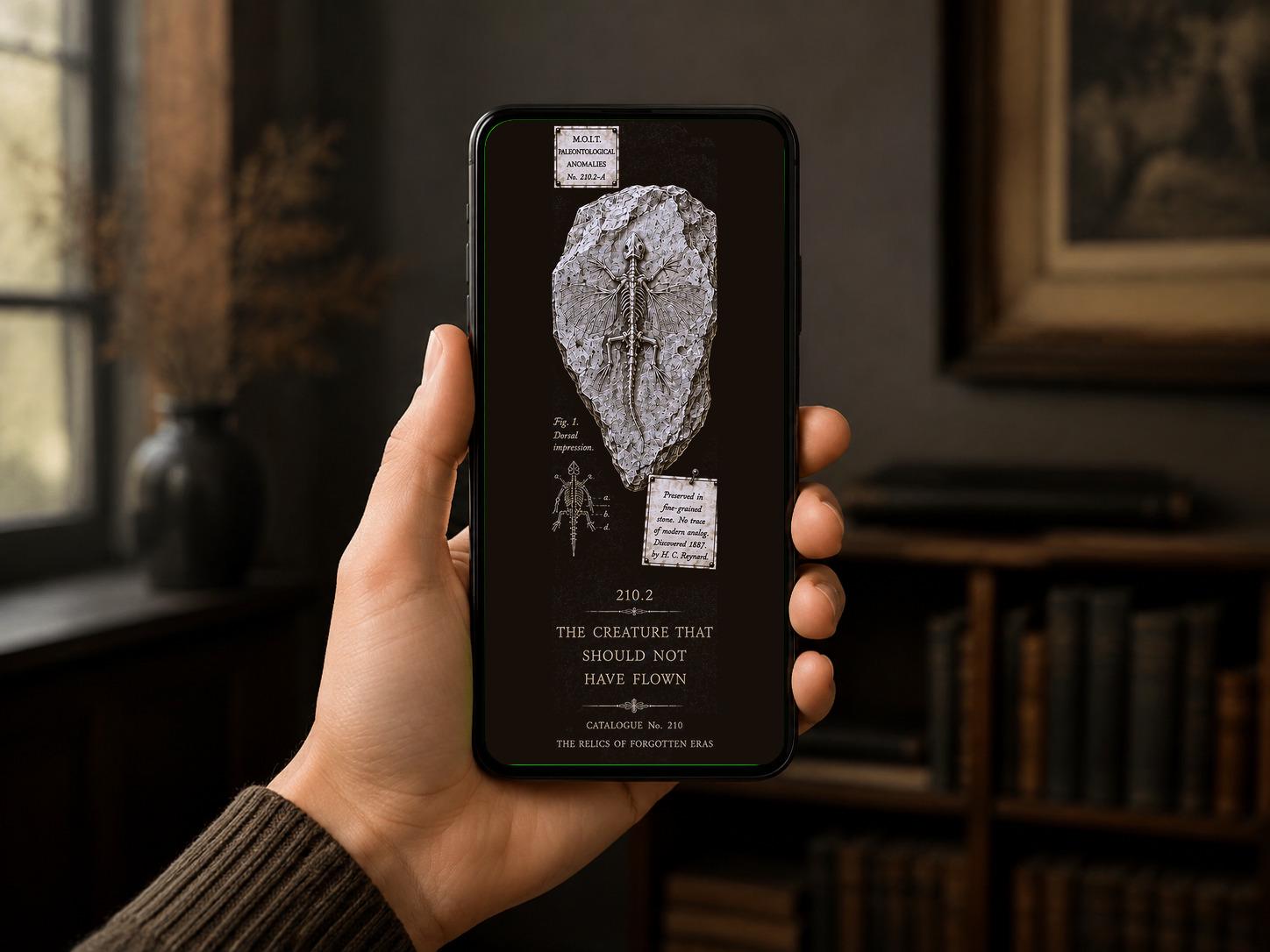 Relics of Forgotten Eras, Dark Academia Lock Screen | Specimen Collection, Gothic Phone Wallpaper, Instant Download