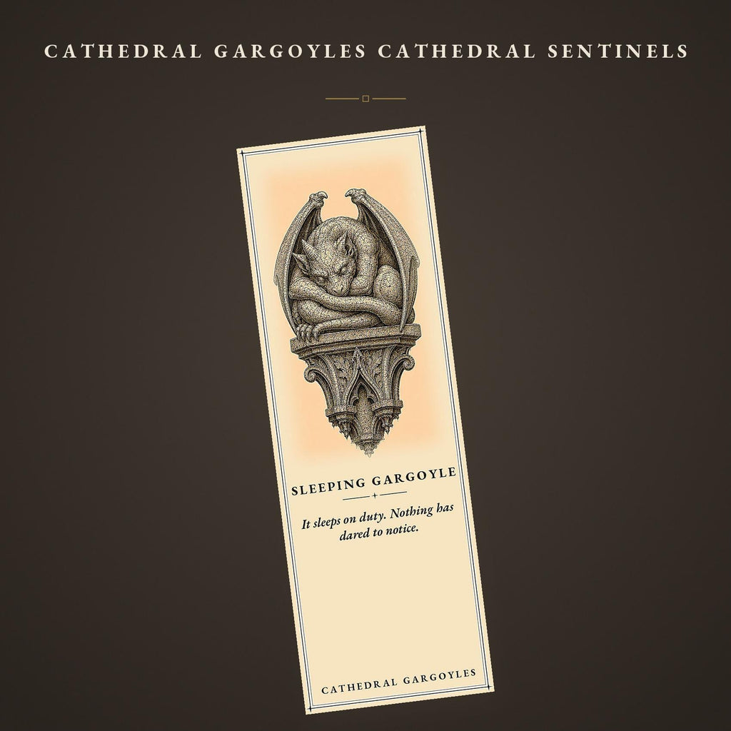 Cathedral Gargoyles Bookmark, Dark Academia Sentinels | Gothic Stone Creature Art | Handmade Page Marker, Literary Gift