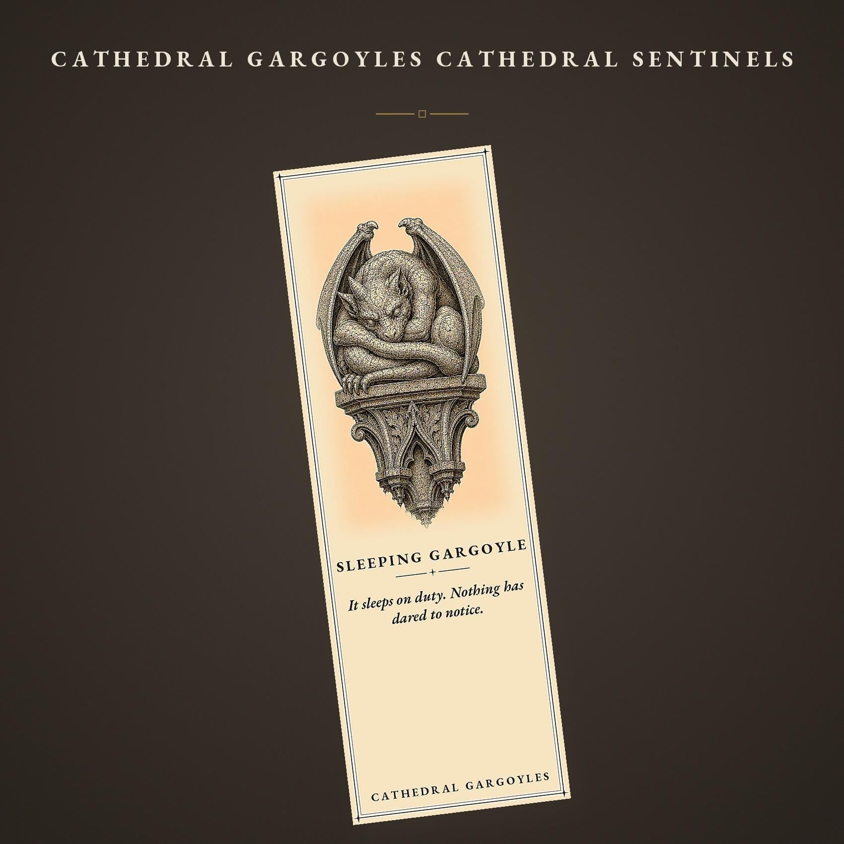 Cathedral Gargoyles Bookmark, Dark Academia Sentinels | Gothic Stone Creature Art | Handmade Page Marker, Literary Gift