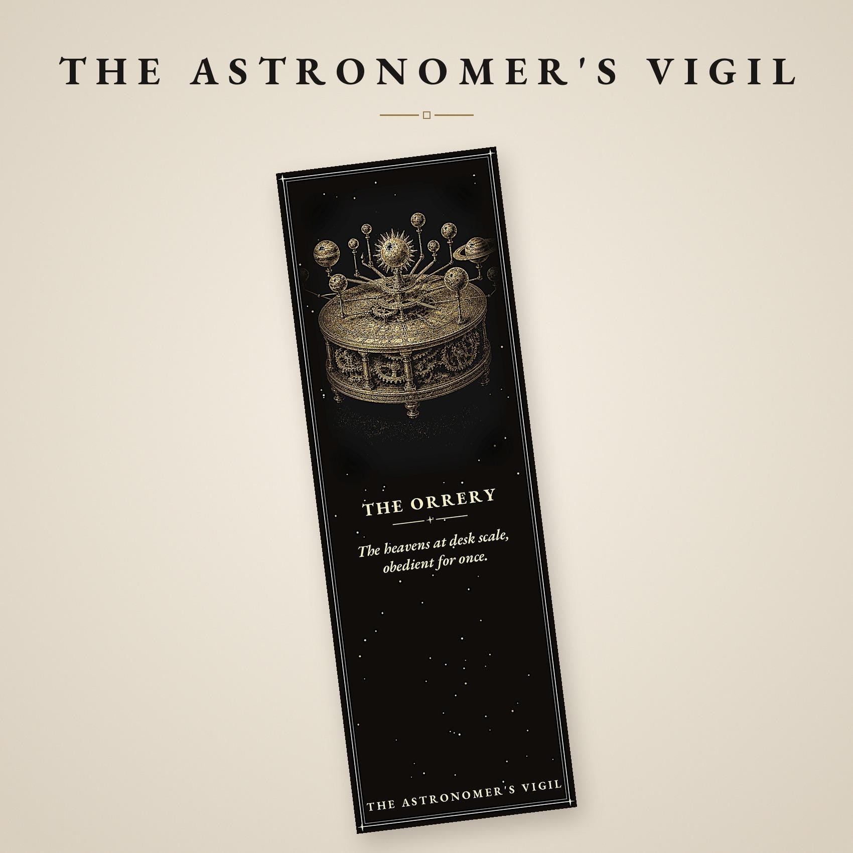 The Astronomer's Vigil Printable Bookmarks | Dark Academia Celestial Art | Gold On Black | Literary Gift | Digital Download