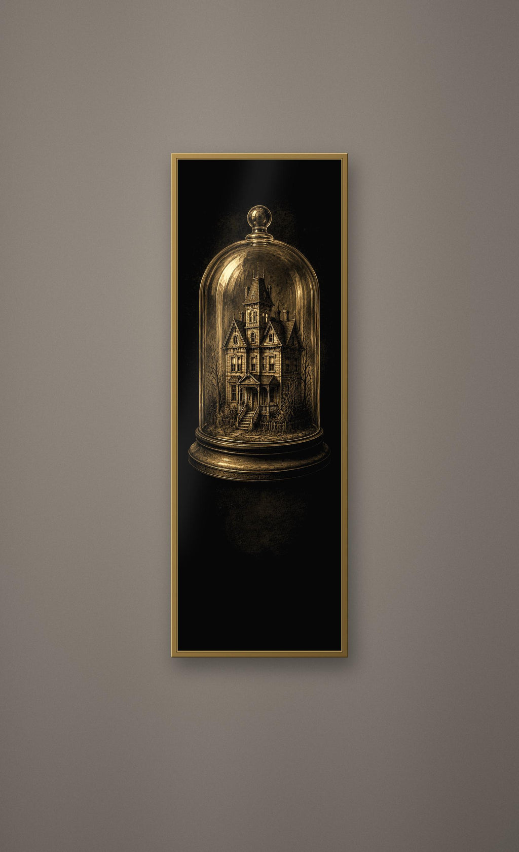 The Dreaming House Prints, Dark Academia Gothic Wall Art | Antique Gold Black Illustration | Digital Download | Moody Home Decor