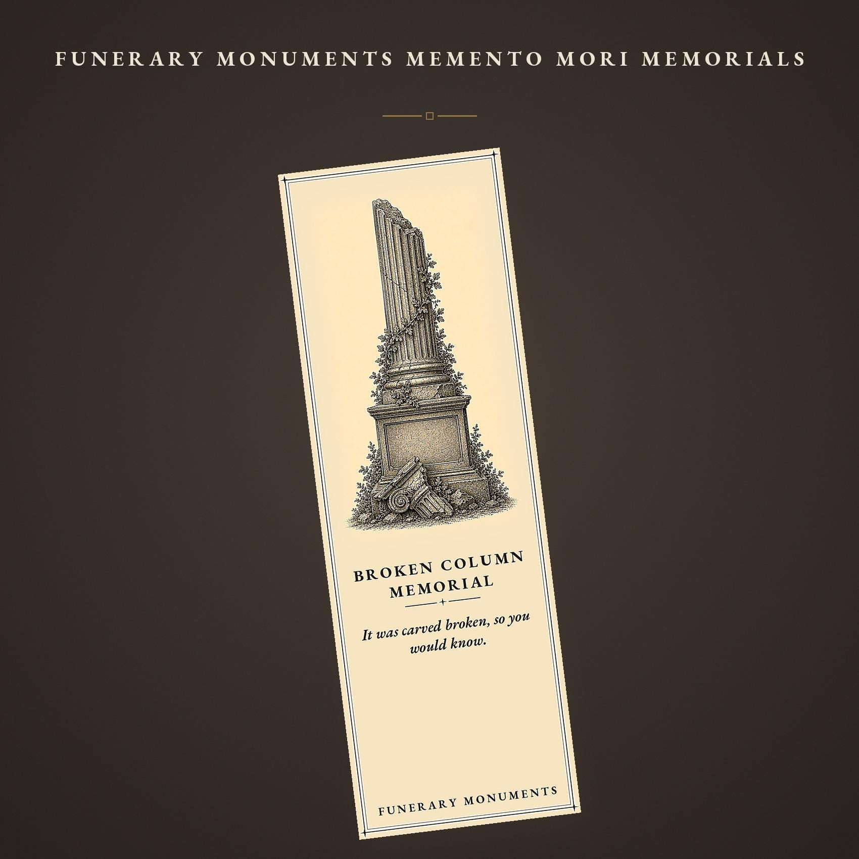 Funerary Monuments Printable Bookmarks | Memento Mori Dark Academia | Occult Reader Gift | Ink Parchment Stationery