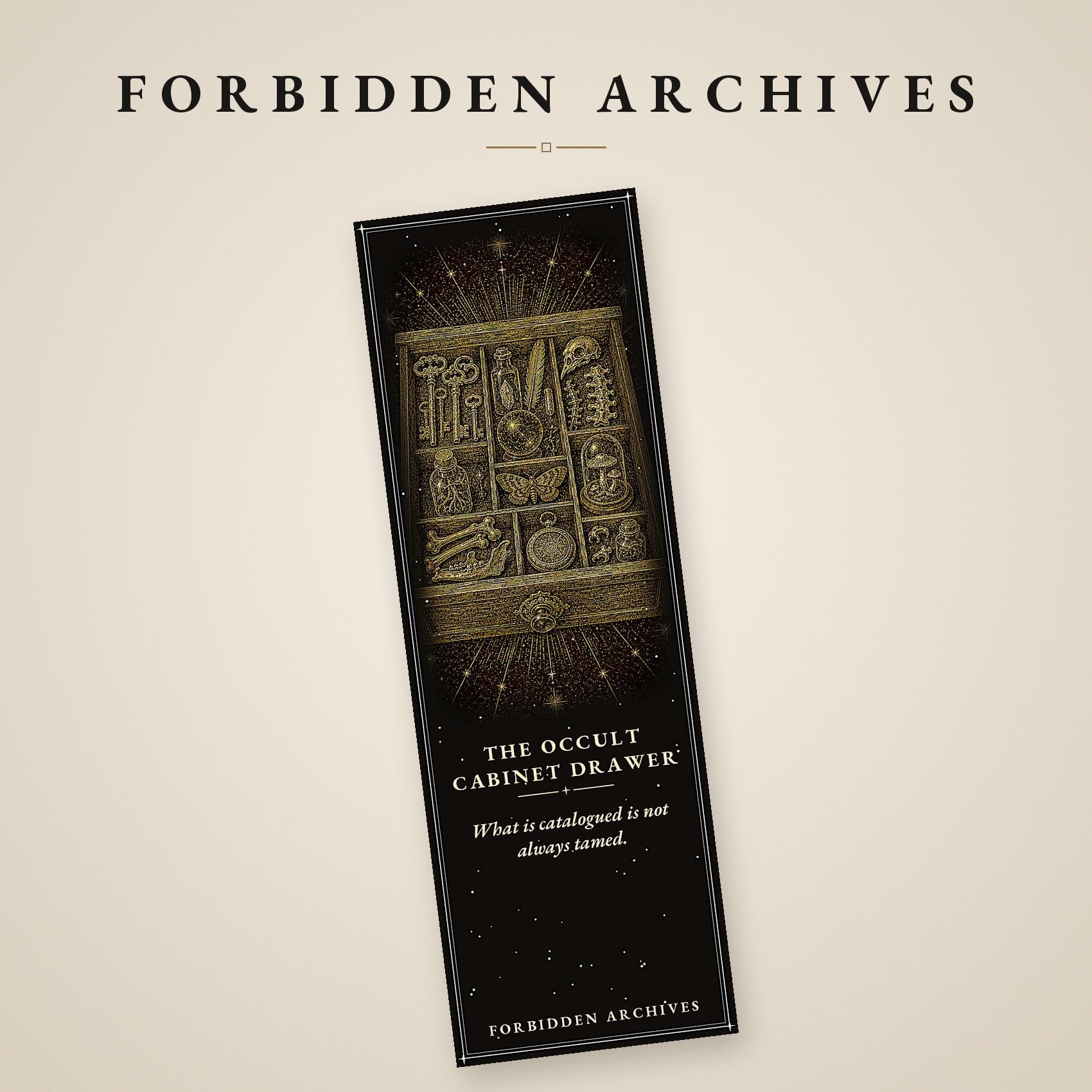 Forbidden Archives Printable Bookmarks, Dark Academia Gothic | Occult Library Designs | Instant Digital Download | Scholars Skull
