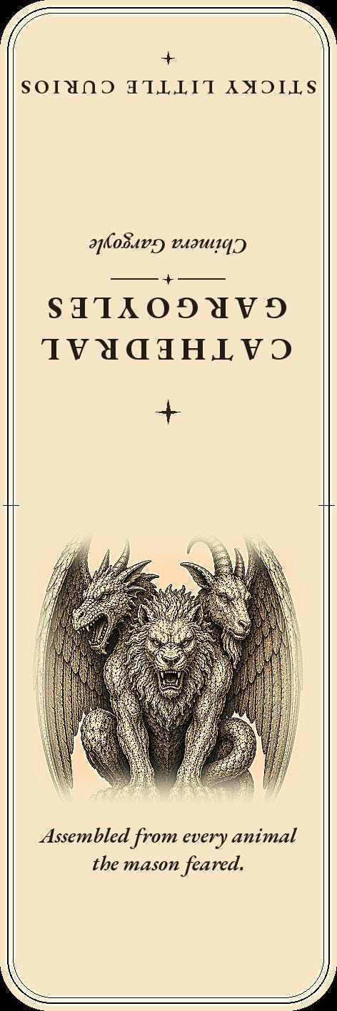 Cathedral Gargoyles The Watchers Bookmark | Dark Academia Gargoyle Bookmark | Standard or Magnetic Page Marker