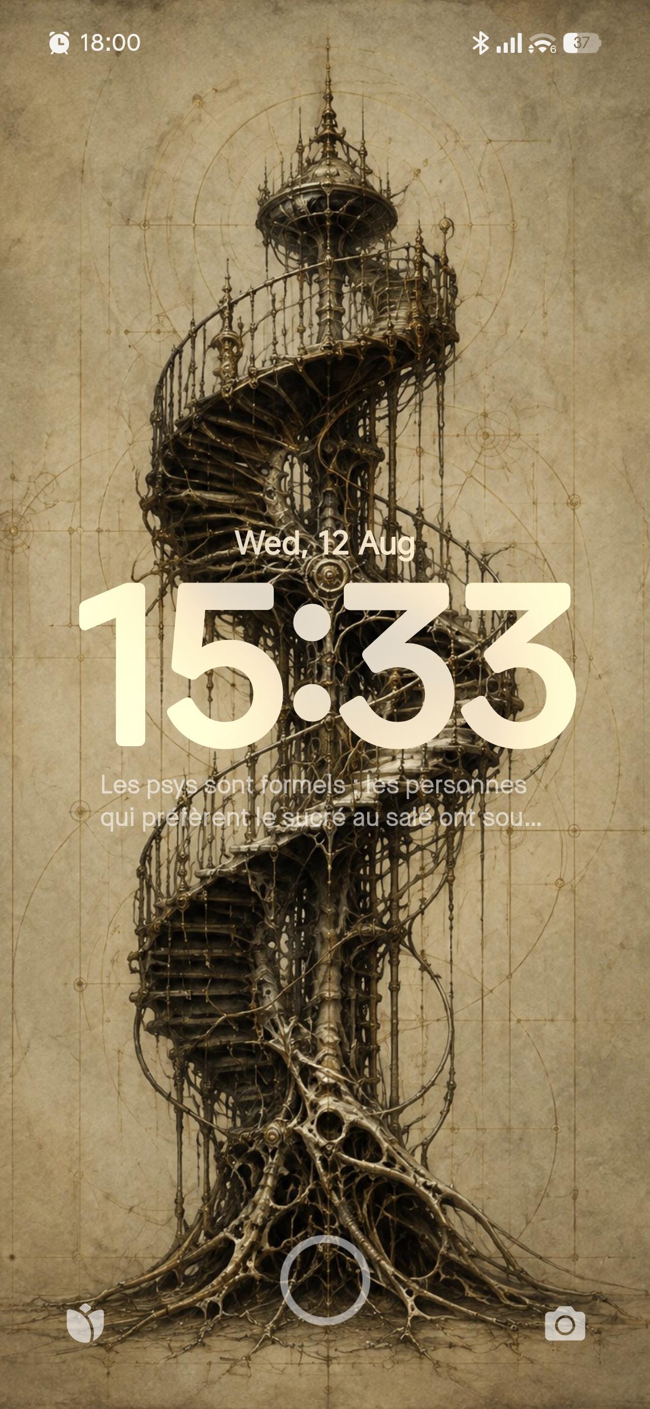Spiral Staircase: Biomechanical Phone Wallpaper | Dark Academia Lock Screen | Gothic Sci-Fi Digital Download | Surreal Brass Anatomy