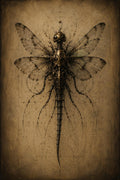 Insects & Wings Biomechanical Phone Wallpaper | Dark Academia Lock Screen | Gothic Sci-Fi Digital Art | Anatomical Study