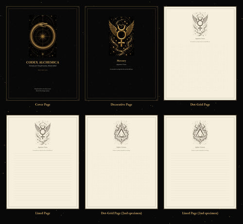 Codex Alchemica Printable Journal Pages | Dark Academia Grimoire | Alchemy Symbols | Dot-Grid & Lined Inserts | Digital Download