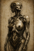 Cyborg Woman Mask, Biomechanical Dark Academia | Surreal Phone Wallpaper | Brass Bone Imagery | Gothic Lock Screen Digital Download