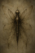 Dragonfly - Biomechanical Phone Wallpaper | Dark Academia Lock Screen | Gothic Sci-Fi Digital Art Download