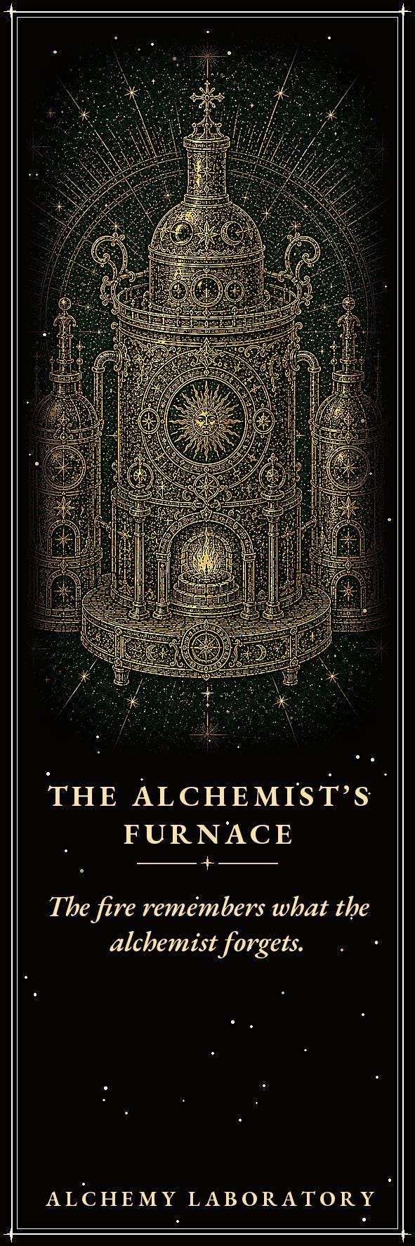 Alchemy Laboratory Bookmark, Dark Academia Gold Line Art | Page Marker | Hand-Finished Black Stock