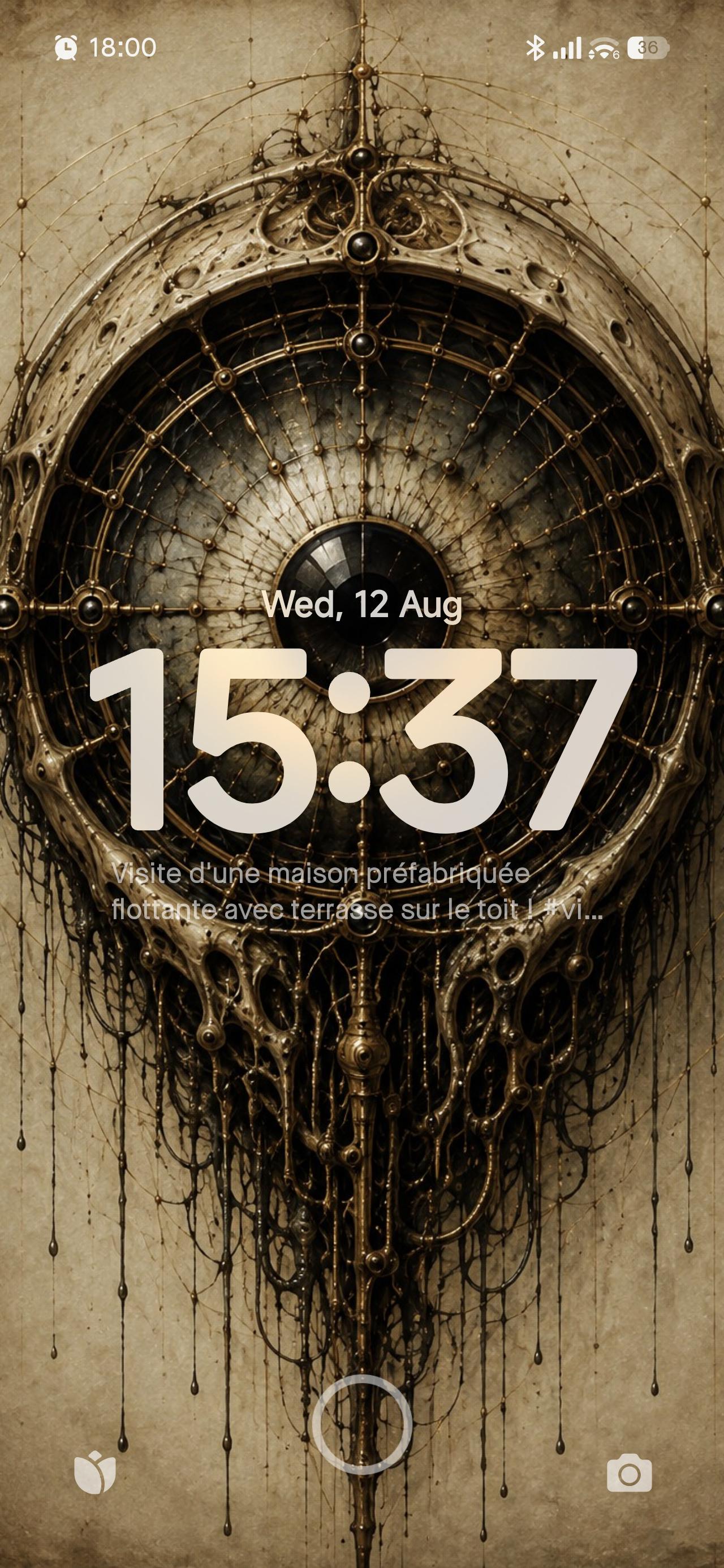 Eye II | Biomechanical Lock Screen, Dark Academia Surreal Art | iPhone & Android Wallpaper | Brass Anatomical Design