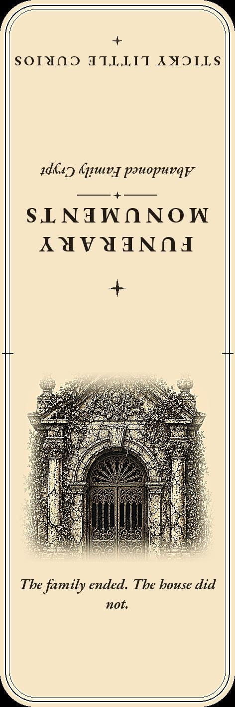 Funerary Monuments Forgotten Cemetery Bookmark | Dark Academia Cemetery Bookmark | Standard or Magnetic Page Marker