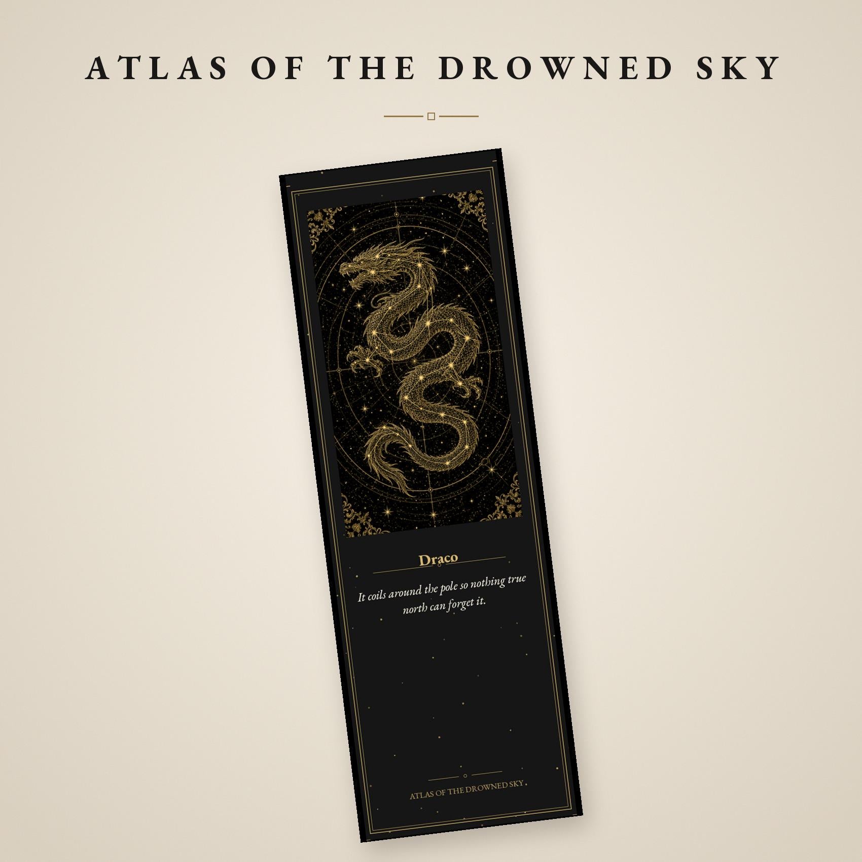 Atlas of the Drowned Sky Printable Bookmarks | Constellation Art, Gold Linework | Dark Academia Night Sky | Digital Download