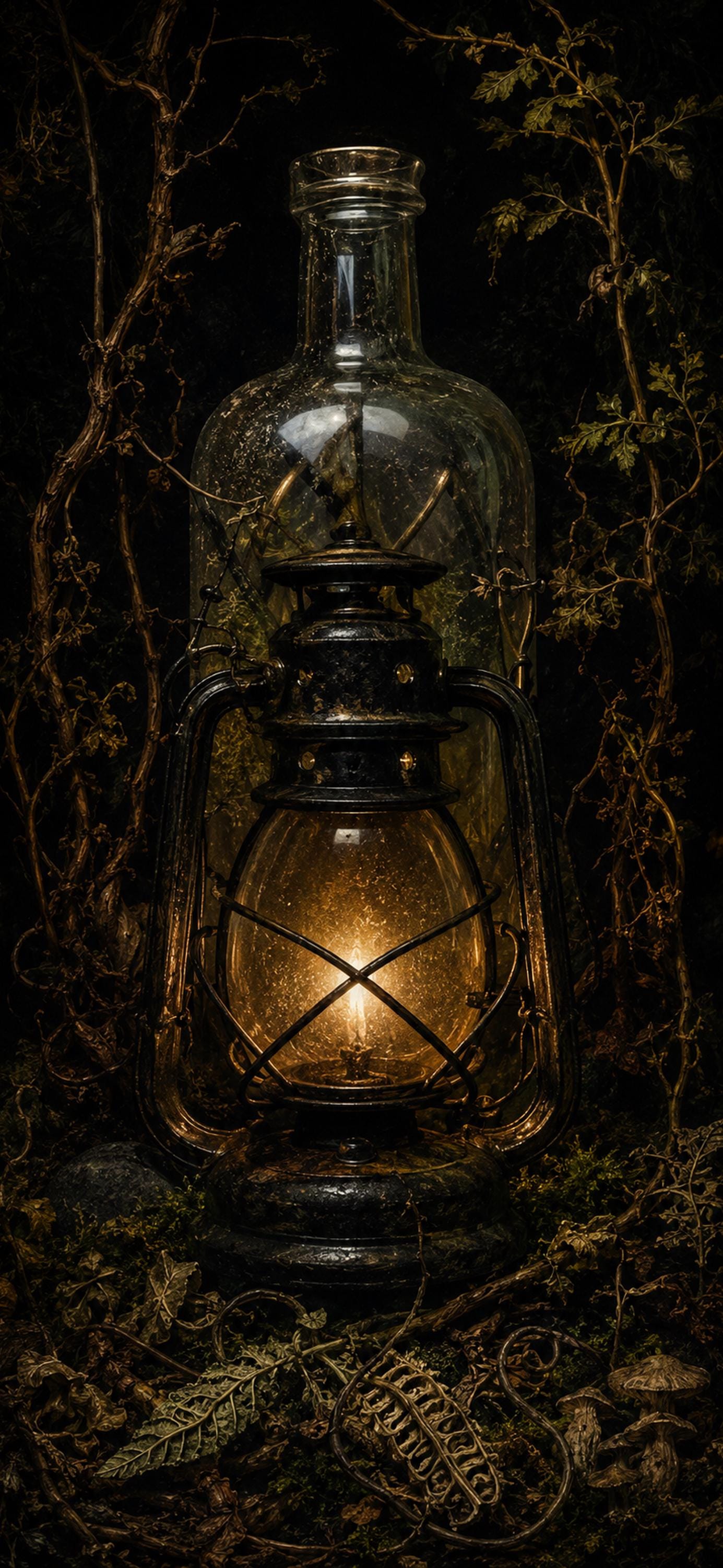 Nocturnal Foraging, Goblincore Lock Screen | Moth & Lantern Wallpaper | iPhone, Android Digital Set