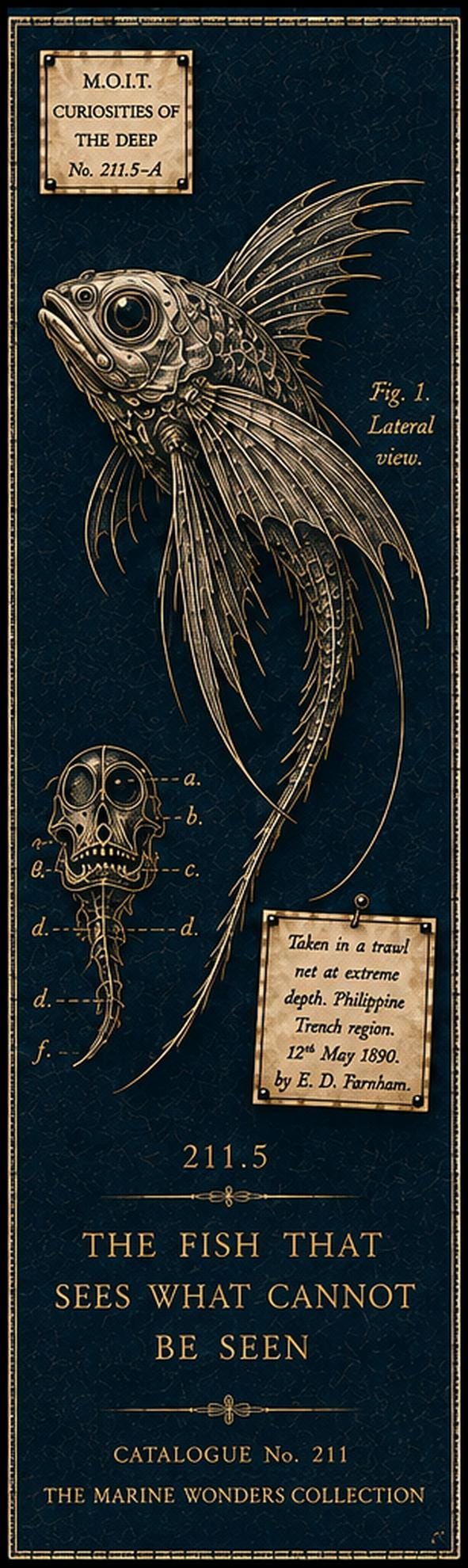 Marine Wonders, Dark Academia Printable Bookmarks | Gothic Ocean Aesthetic | Book Lover Gift Set