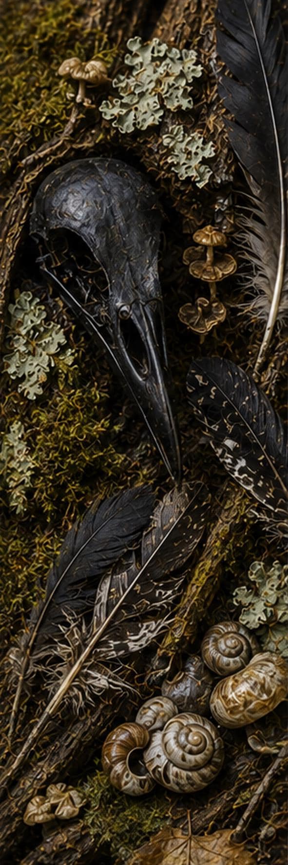 Goblincore Bookmarks Printable Set | Deer Skull, Raven Skull, Botanicals (Digital Download)
