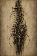 Spire II Biomechanical Phone Wallpaper | Dark Academia Lock Screen | Brass Bone Machinery | Surreal Gothic Sci-Fi Digital Download
