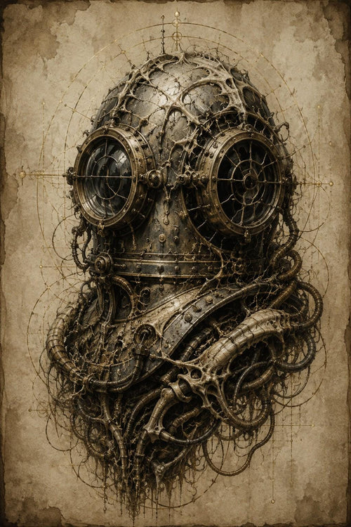 Creatures of the Deep: Biomechanical Lock Screen | Dark Academia | Anatomical Study | Digital Download